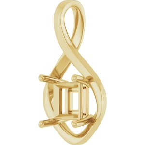 14K Yellow Gold  8 mm Square Pendant Mounting – image 4