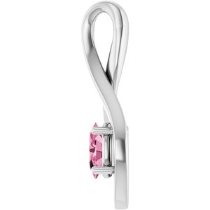 14K White Gold 6x4 mm Oval Natural Pink Tourmaline Pendant – image 3