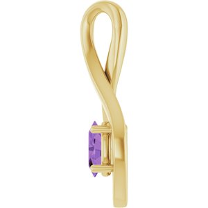 14K Yellow Gold 6x4 mm Oval Natural Amethyst Pendant – image 3