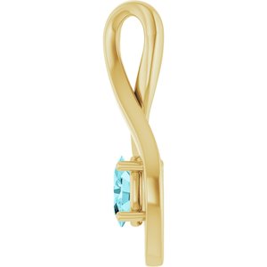 14K Yellow Gold 6x4 mm Oval Natural Blue Zircon Pendant – image 3