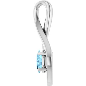 14K White Gold 6x4 mm Oval Natural Aquamarine Pendant – image 3
