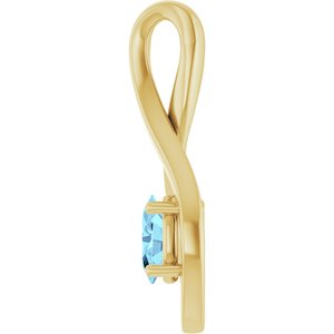 14K Yellow Gold 6x4 mm Oval Natural Aquamarine Pendant