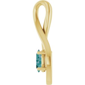 14K Yellow Gold 6x4 mm Oval Lab-Grown Alexandrite Pendant