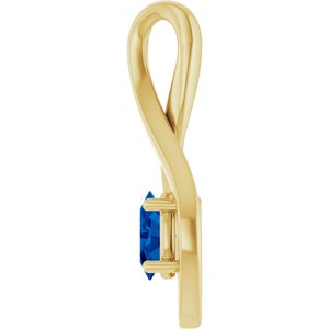 14K Yellow Gold 6x4 mm Oval Lab-Grown Blue Sapphire Pendant – image 3