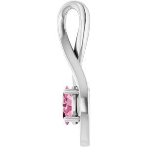 14K White Gold 6x4 mm Oval Natural Pink Tourmaline Pendant