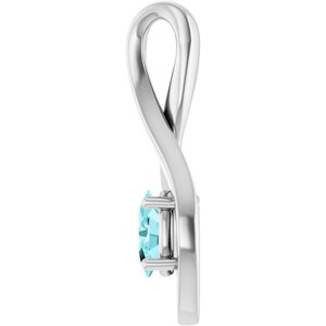 14K White Gold 6x4 mm Oval Natural Blue Zircon Pendant – image 3