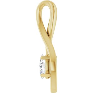 14K Yellow Gold 6x4 mm Oval Natural White Sapphire Pendant – image 3