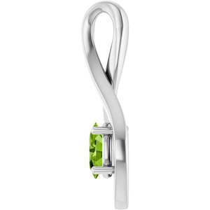 14K White Gold 6x4 mm Oval Natural Peridot Pendant