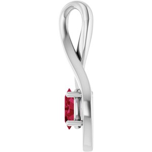 14K White Gold 6x4 mm Oval Natural Ruby Pendant – image 3