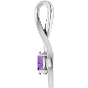 14K White Gold 6x4 mm Oval Natural Amethyst Pendant – image 3