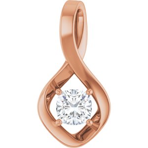 10K Rose Gold  5 mm Cushion Pendant Mounting