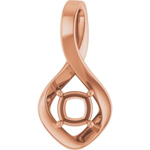 10K Rose Gold  5 mm Cushion Pendant Mounting – image 2