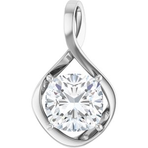 10K White Gold  11 mm Cushion Pendant Mounting