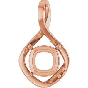 14K Rose Gold  11 mm Cushion Pendant Mounting – image 2