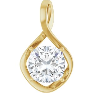 10K Yellow Gold  11 mm Cushion Pendant Mounting