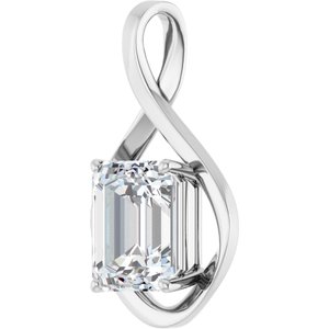 14K White Gold  12x10 mm Emerald Pendant Mounting – image 3