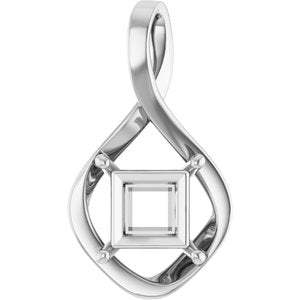 10K X1 White Gold  8 mm Square Pendant Mounting – image 2
