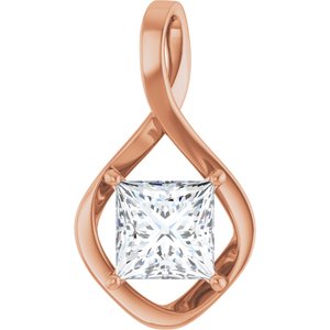 14K Rose Gold  8 mm Square Pendant Mounting