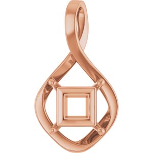 14K Rose Gold  8 mm Square Pendant Mounting – image 2