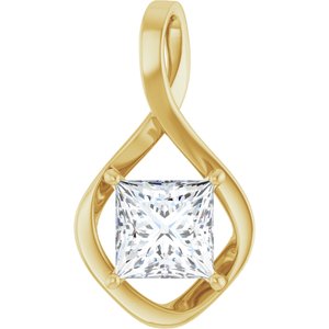14K Yellow Gold  8 mm Square Pendant Mounting