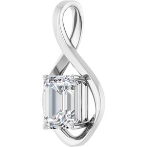 18K Palladium White Gold  10x8 mm Emerald Pendant Mounting – image 3