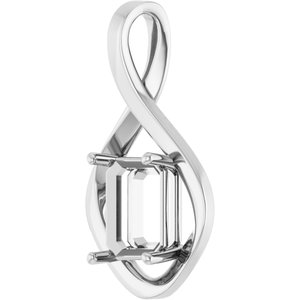 14K White Gold  10x8 mm Emerald Pendant Mounting – image 4