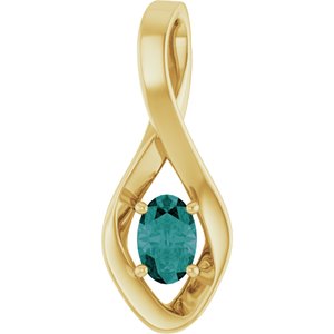 14K Yellow Gold 6x4 mm Oval Lab-Grown Alexandrite Pendant