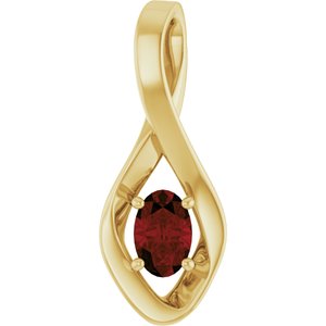 14K Yellow Gold 6x4 mm Oval Natural Mozambique Garnet Pendant