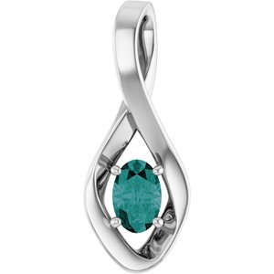 14K White Gold 6x4 mm Oval  Lab-Grown Alexandrite Pendant