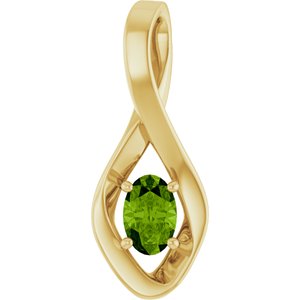 14K Yellow Gold 6x4 mm Oval Natural Peridot Pendant