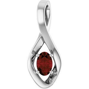 14K White Gold 6x4 mm Oval Natural Mozambique Garnet Pendant