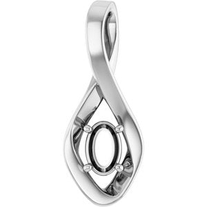 Platinum  6x4 mm Oval Pendant Mounting – image 2