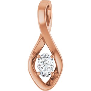 14K Rose Gold  6x4 mm Oval Pendant Mounting