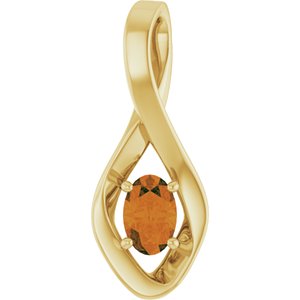 14K Yellow Gold 6x4 mm Oval Natural Citrine Pendant