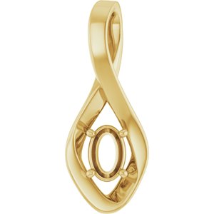14K Yellow Gold  6x4 mm Oval Pendant Mounting – image 2