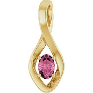 14K Yellow Gold 6x4 mm Oval Natural Pink Tourmaline Pendant