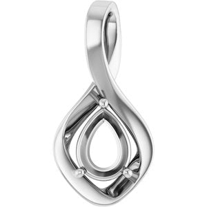 18K White Gold  8x6 mm Pear Pendant Mounting – image 2