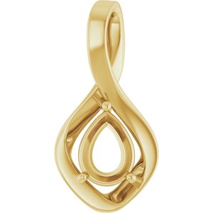 10K Yellow Gold  8x6 mm Pear Pendant Mounting – image 2