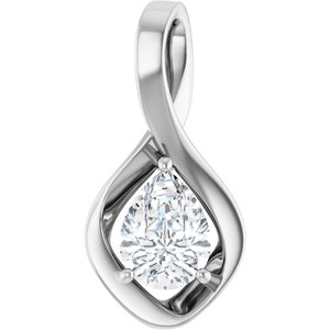 18K White Gold  8x6 mm Pear Pendant Mounting