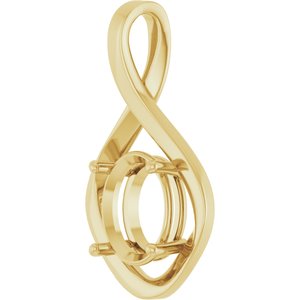 18K Yellow Gold  11x9 mm Oval Pendant Mounting – image 4