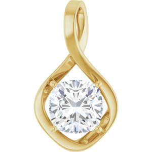 14K Yellow Gold  9 mm Cushion Pendant Mounting