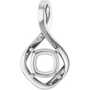 18K X1 White Gold  9 mm Cushion Pendant Mounting – image 2