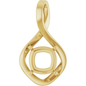 14K Yellow Gold  9 mm Cushion Pendant Mounting – image 2