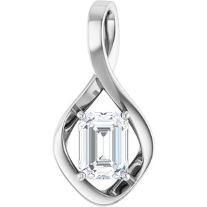 18K X1 White Gold  8x6 mm Emerald Pendant Mounting