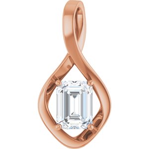 14K Rose Gold  8x6 mm Emerald Pendant Mounting