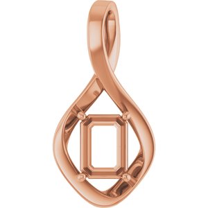 14K Rose Gold  8x6 mm Emerald Pendant Mounting – image 2