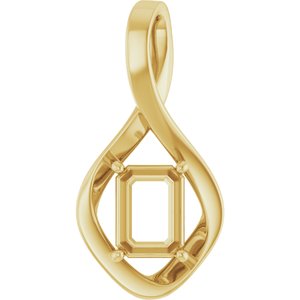 10K Yellow Gold  8x6 mm Emerald Pendant Mounting – image 2