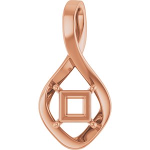 10K Rose Gold  5.5 mm Square Pendant Mounting – image 2