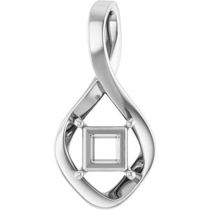 Platinum  5.5 mm Square Pendant Mounting – image 2