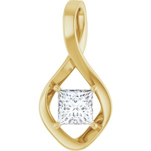14K Yellow Gold  5.5 mm Square Pendant Mounting